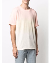 T-shirt girocollo effetto tie-dye rosa di Saint Laurent