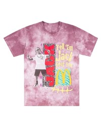 T-shirt girocollo effetto tie-dye rosa di Travis Scott Astroworld