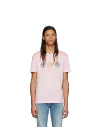 T-shirt girocollo effetto tie-dye rosa di Versace