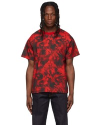 T-shirt girocollo effetto tie-dye rossa e nera di LU'U DAN