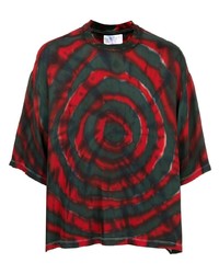 T-shirt girocollo effetto tie-dye rossa di 4SDESIGNS