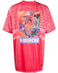 T-shirt girocollo effetto tie-dye rossa di Heron Preston