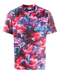 T-shirt girocollo effetto tie-dye rossa di Kenzo