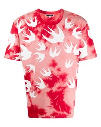 T-shirt girocollo effetto tie-dye rossa di McQ Swallow