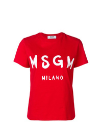T-shirt girocollo effetto tie-dye rossa di MSGM