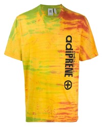 T-shirt girocollo effetto tie-dye senape