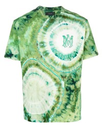 T-shirt girocollo effetto tie-dye verde menta di Amiri