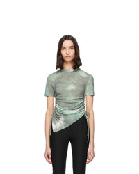 T-shirt girocollo effetto tie-dye verde oliva