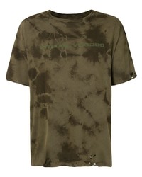 T-shirt girocollo effetto tie-dye verde oliva di Alchemist