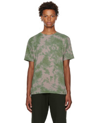T-shirt girocollo effetto tie-dye verde oliva di Dries Van Noten