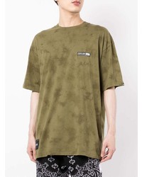 T-shirt girocollo effetto tie-dye verde oliva di Izzue