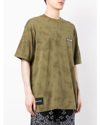 T-shirt girocollo effetto tie-dye verde oliva di Izzue