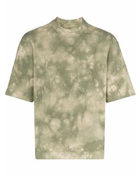 T-shirt girocollo effetto tie-dye verde oliva di Nicholas Daley