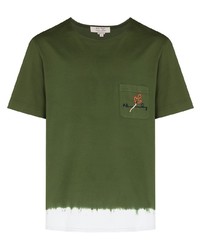 T-shirt girocollo effetto tie-dye verde oliva di Nick Fouquet