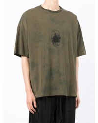 T-shirt girocollo effetto tie-dye verde oliva di Ziggy Chen