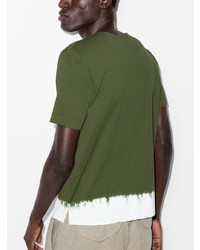 T-shirt girocollo effetto tie-dye verde oliva di Nick Fouquet