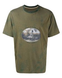 T-shirt girocollo effetto tie-dye verde oliva di Ziggy Chen
