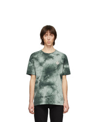T-shirt girocollo effetto tie-dye verde scuro