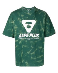 T-shirt girocollo effetto tie-dye verde scuro di AAPE BY A BATHING APE