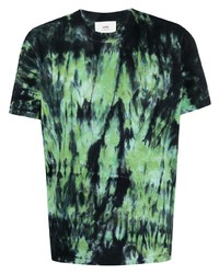 T-shirt girocollo effetto tie-dye verde scuro di Ami Paris