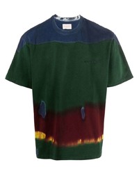 T-shirt girocollo effetto tie-dye verde scuro di Buscemi