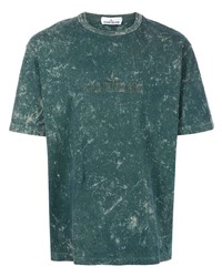 T-shirt girocollo effetto tie-dye verde scuro di Stone Island
