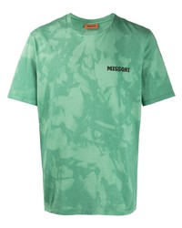 T-shirt girocollo effetto tie-dye verde di Missoni