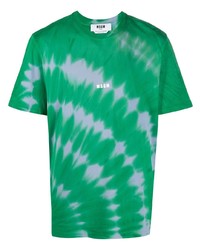 T-shirt girocollo effetto tie-dye verde di MSGM