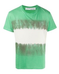 T-shirt girocollo effetto tie-dye verde di Off-White