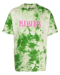 T-shirt girocollo effetto tie-dye verde di Pleasures