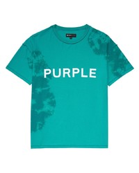 T-shirt girocollo effetto tie-dye verde di purple brand