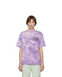 T-shirt girocollo effetto tie-dye viola chiaro