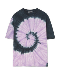 T-shirt girocollo effetto tie-dye viola chiaro