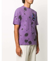 T-shirt girocollo effetto tie-dye viola chiaro di Palm Angels