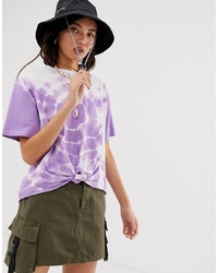 T-shirt girocollo effetto tie-dye viola chiaro di ASOS DESIGN