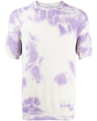 T-shirt girocollo effetto tie-dye viola chiaro di Laneus
