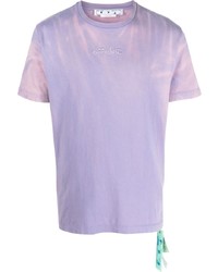 T-shirt girocollo effetto tie-dye viola chiaro di Off-White