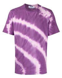 T-shirt girocollo effetto tie-dye viola melanzana di MSGM