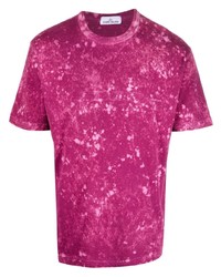 T-shirt girocollo effetto tie-dye viola melanzana di Stone Island