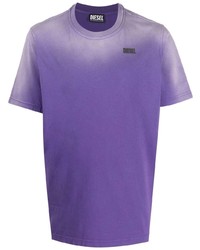 T-shirt girocollo effetto tie-dye viola di Diesel