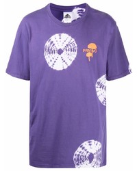 T-shirt girocollo effetto tie-dye viola di Prmtvo