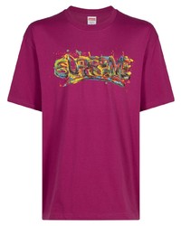 T-shirt girocollo fucsia di Supreme