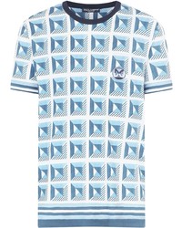 T-shirt girocollo geometrica azzurra