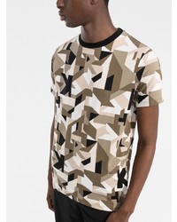 T-shirt girocollo geometrica beige di Karl Lagerfeld