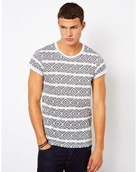 T-shirt girocollo geometrica bianca e nera di Asos