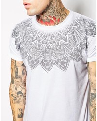 T-shirt girocollo geometrica bianca e nera di Asos
