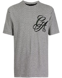 T-shirt girocollo geometrica bianca e nera di Giorgio Armani