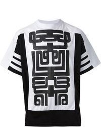 T-shirt girocollo geometrica bianca e nera di Kokon To Zai