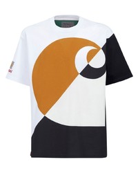 T-shirt girocollo geometrica bianca di Marni
