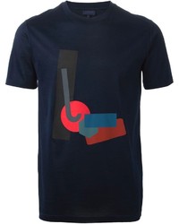 T-shirt girocollo geometrica blu scuro